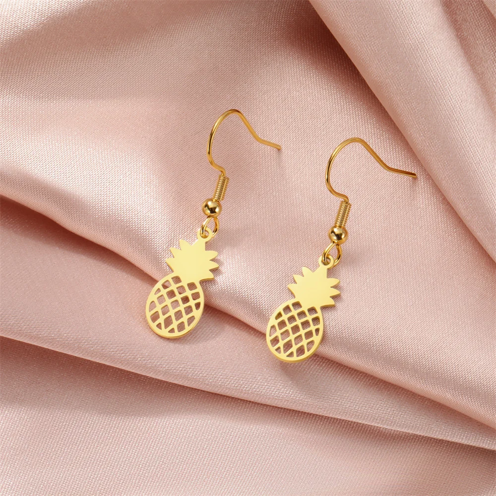Edelstahl baumeln Creolen für Frauen Ananas Anhänger Tropfen Ohrringe Mode Charms Party Schmuck beste Geschenke Großhandel – Detail 8