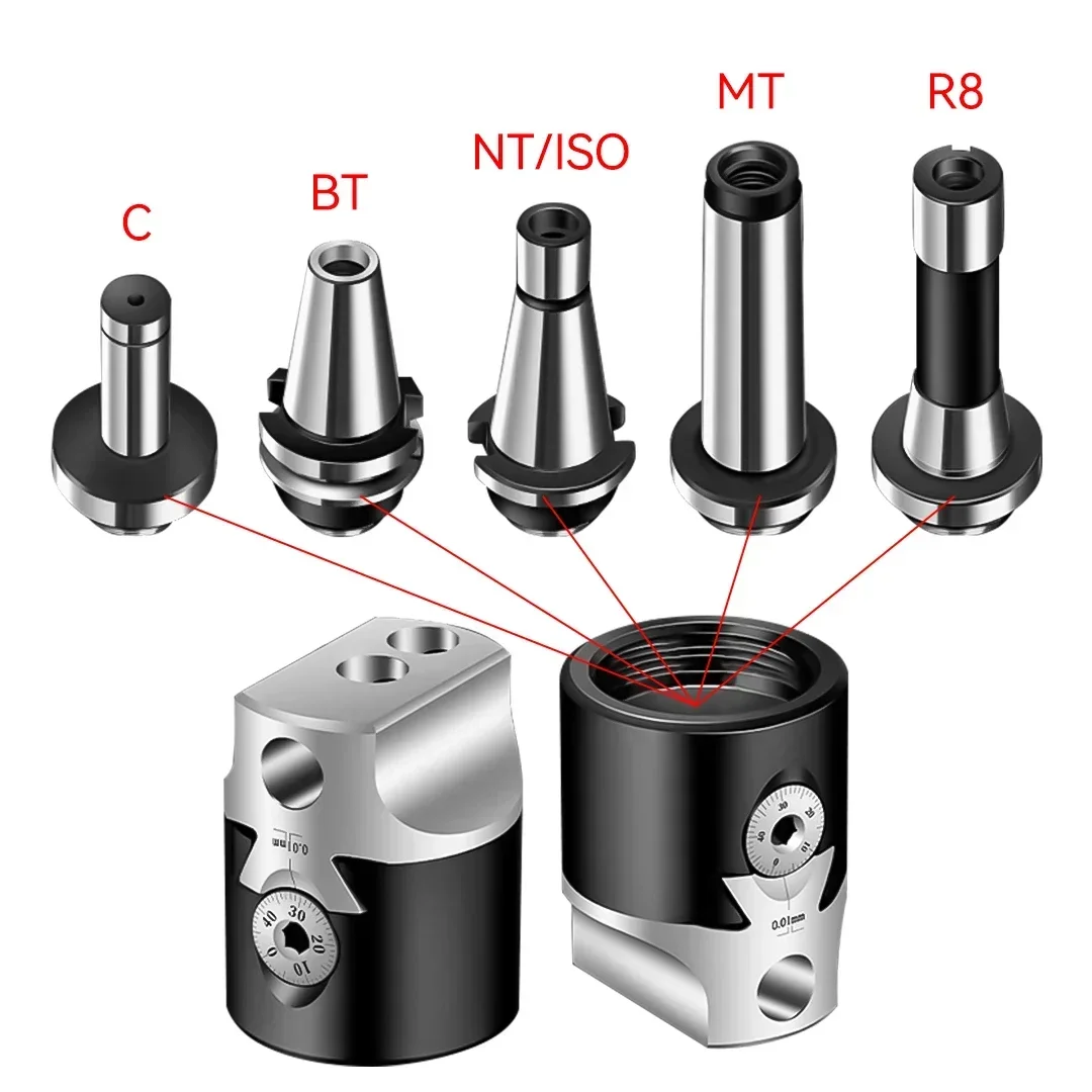F1 boring head 50mm 75mm 100mm CNC lathe rough boring processing, paired with BT30 BT40 NT30 NT40 C20 C25 R8 MT2 MT3 MT4