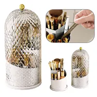 Transparent Plastic Rotating Makeup Brush Organizer, Desktop Decoration, Multi-functional Makeup Brush Storage Box 1