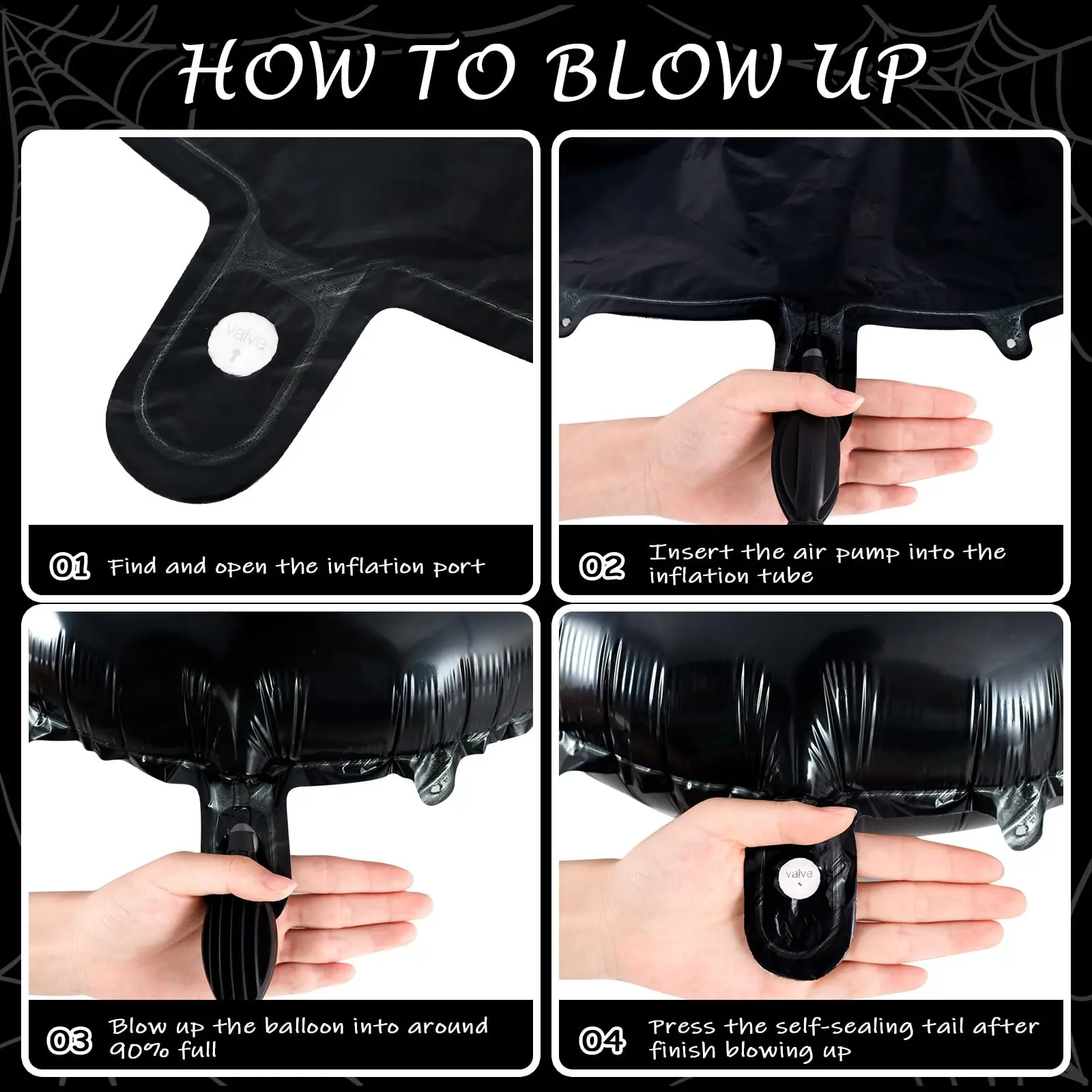 6 Stück 32 Zoll Schwarze Spinnen Aluminiumfolie Mylar-Ballons Halloween-Party Geburtstag Geisterhaus Geister Dekorationszubehör – Detail 8