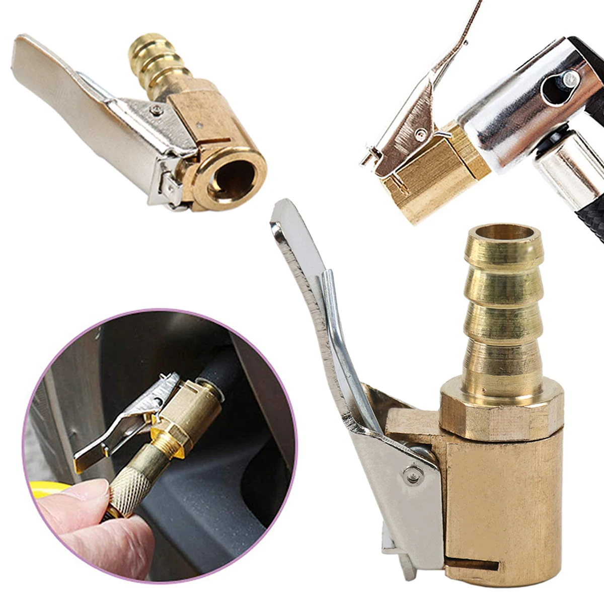 Car Air Pump Thread Nozzle Adapter Tire Air Chucks Car Inflator Valve Connector Clamp Car Tire Inflator Valve Connector Car Tyre