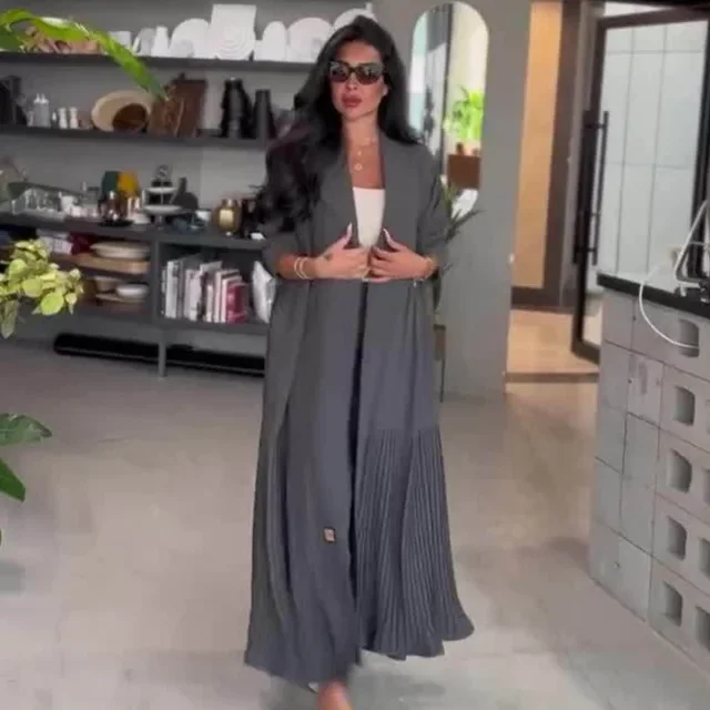 Ensemble 2 pièces musulman pour femmes, manteau long, coupe-vent, pantalon large trempé, Ramadan, Maroc, Dubaï, Islam, tenues arabes décontractées 1
