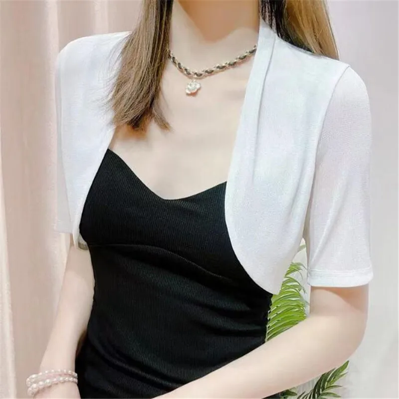 

Women Bolero Summer White Black Short Sleeve Shrugs Bolero Bridal Cape Evening Formal Party Dress Cape Wedding Shawls and Wraps