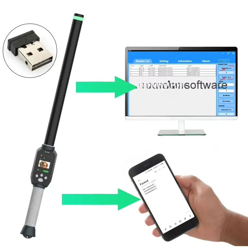 Maitepus Animal RFID Stick Reader Farm Animal Reader New Microchip Tube Glass Tag Antenna Bluetooth Handheld Stick
