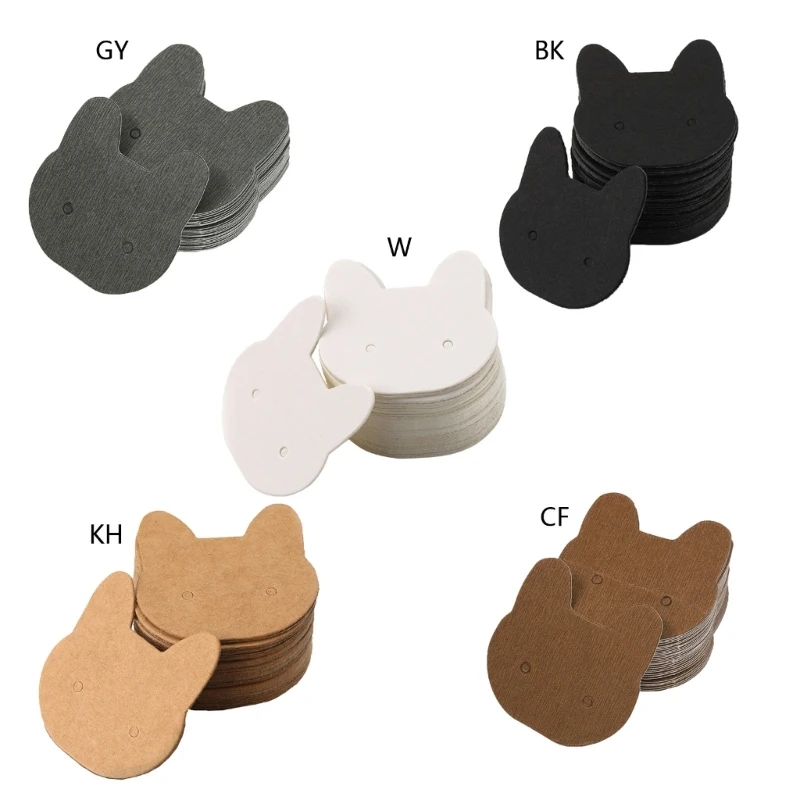 

50xCat Ear Stud Display Cards Крафт-бумага Серьги Карты Серьги Упаковка Бумага для карт DIY Пустая ювелирная карта Держатель