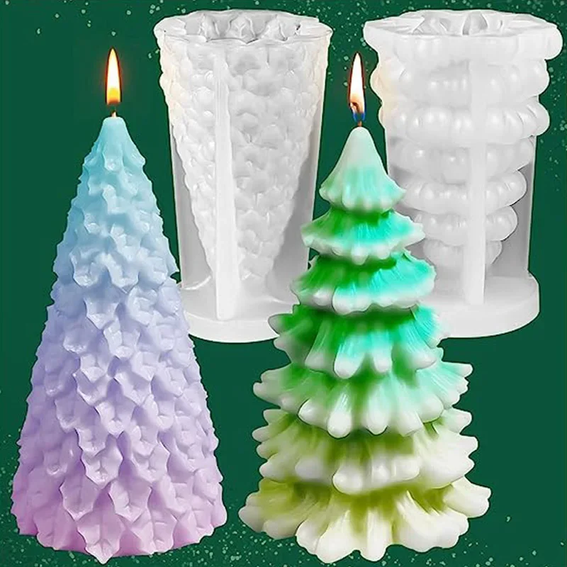 Hot 3D Geometric Pine Silicone Candle Mold DIY Christmas Tree Craft Gifts Making Aromath Soap Resin Molds Home Decor Supplies