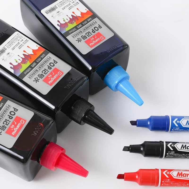 100/250/500ml Large-capacity Markers POP Special Ink Oil-based Quick-drying Pen Refill Ink Black Red Blue Waterproof