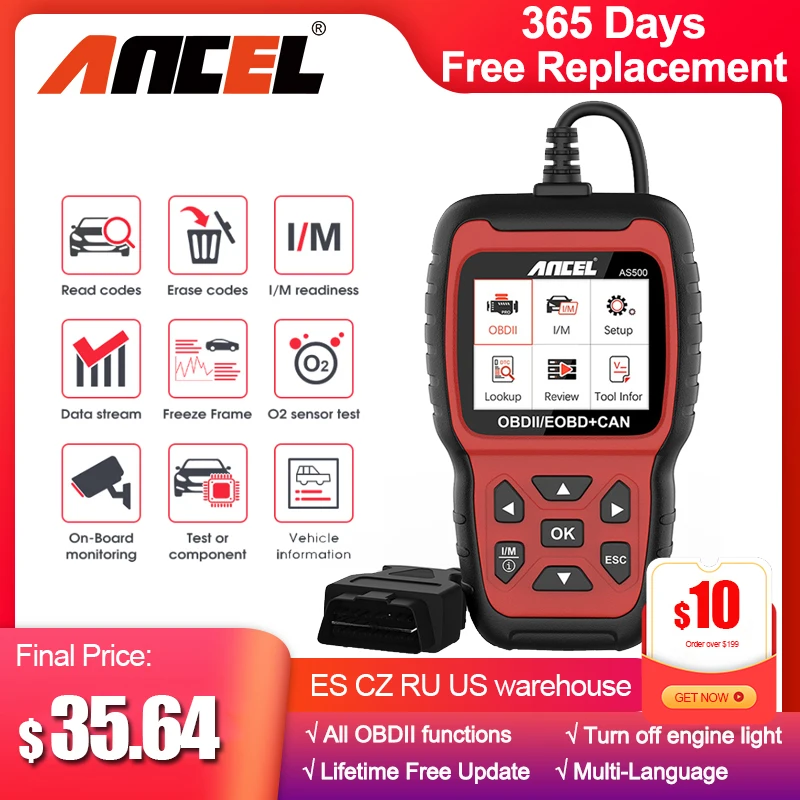 Ancel AS500 OBD2 Scanner Engine Code Reader OBD Auto Diagnose Car  Diagnostics Tool Lifetime Free Update OBD2 Automotive Scanner - AliExpress