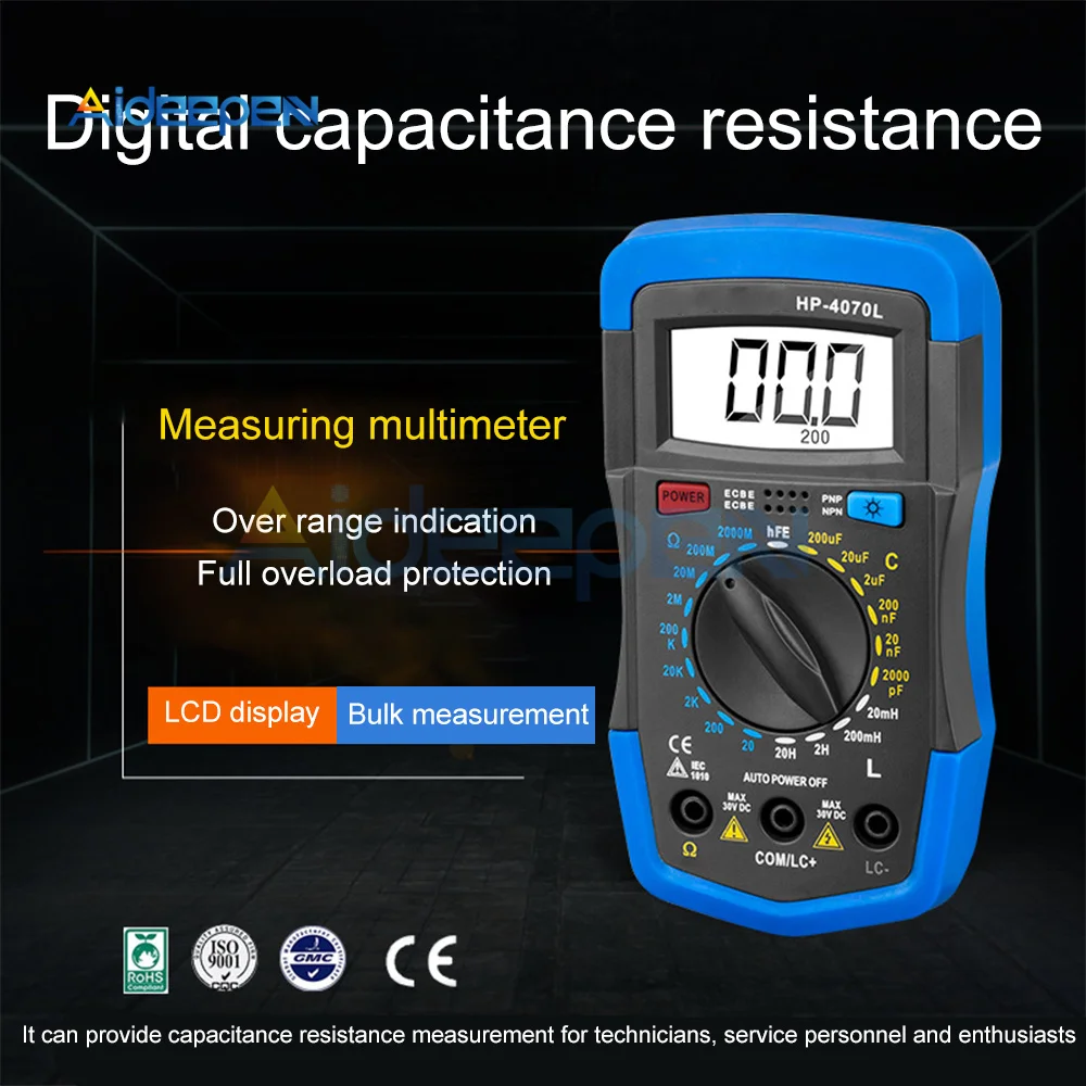 Multimètre numérique à Inductance de capacité, outil de Diagnostic avec rétro-éclairage LCD, Test HFE, LCR, HP-4070L