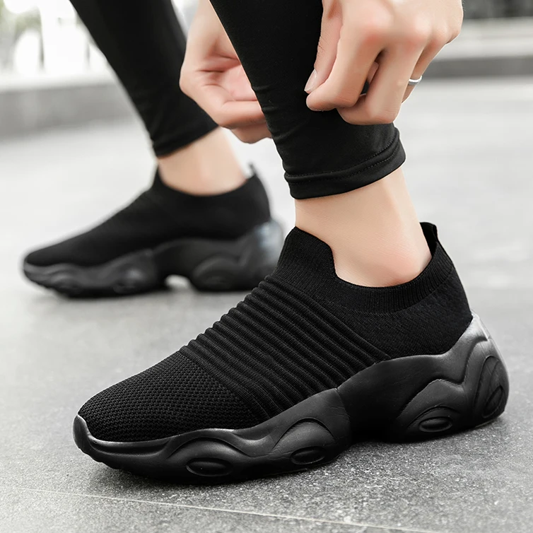 Women Men Sneakers Breathable Low Top Casual Shoes Camouflage Mesh Sock Shoes Outdoor Running Shoes Slip on Plus Size 35-48