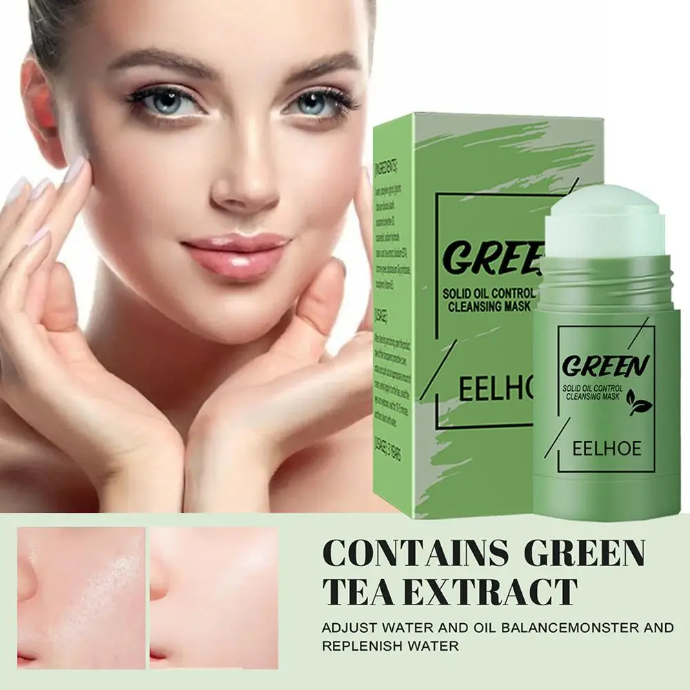 Green Tea Solid Facial Mask Deep Cleaning Mud Film Oil Water Cream Blackheads Replen Remove Pores Control Shrink Moisturize N9K3