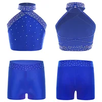 Girls Sparkly Rhinestones Lyrical Ballet Dance Dance Outfit Gymnastics Athletic Activewear Set Dancing Competition Performance - Image 5