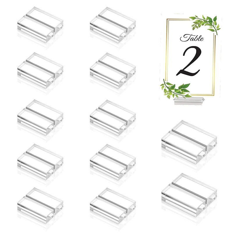 Acrylic Stands Clear Place Card Holders With Card Slot Table Numbers Display Stands Wedding Sign Holders (12 Pieces) multi sizes transparent clear frame acrylic double layer acrylic tag frame label hodler a3 card cover sign photo frame