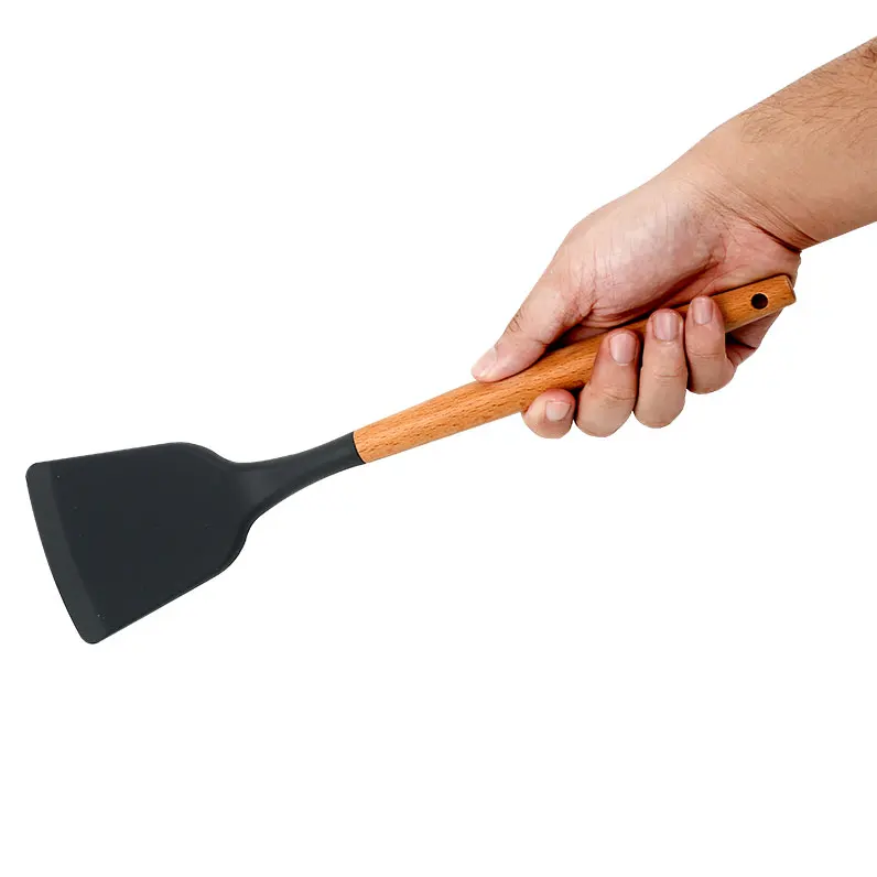 AJOYOUS Kitchenware Tool Cooking Utensils Set Black Non-Stick Cookware Silicone Spatula Ladle Egg Beaters Shovel Accessories