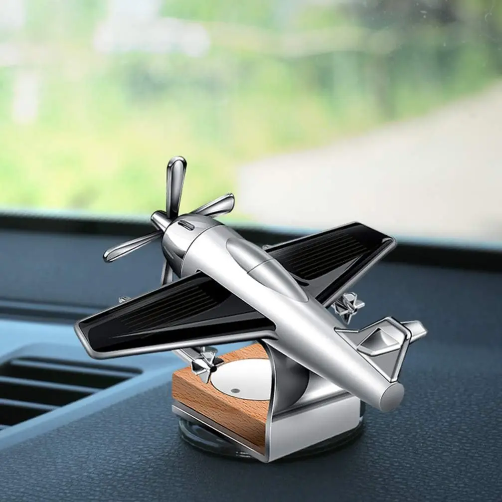 Car Air Freshener Car Essential Oil Diffuser Solar Airplane Car Diffuser Wooden Base Fragrance Aromatherapy Ornaments (Without Perfume)