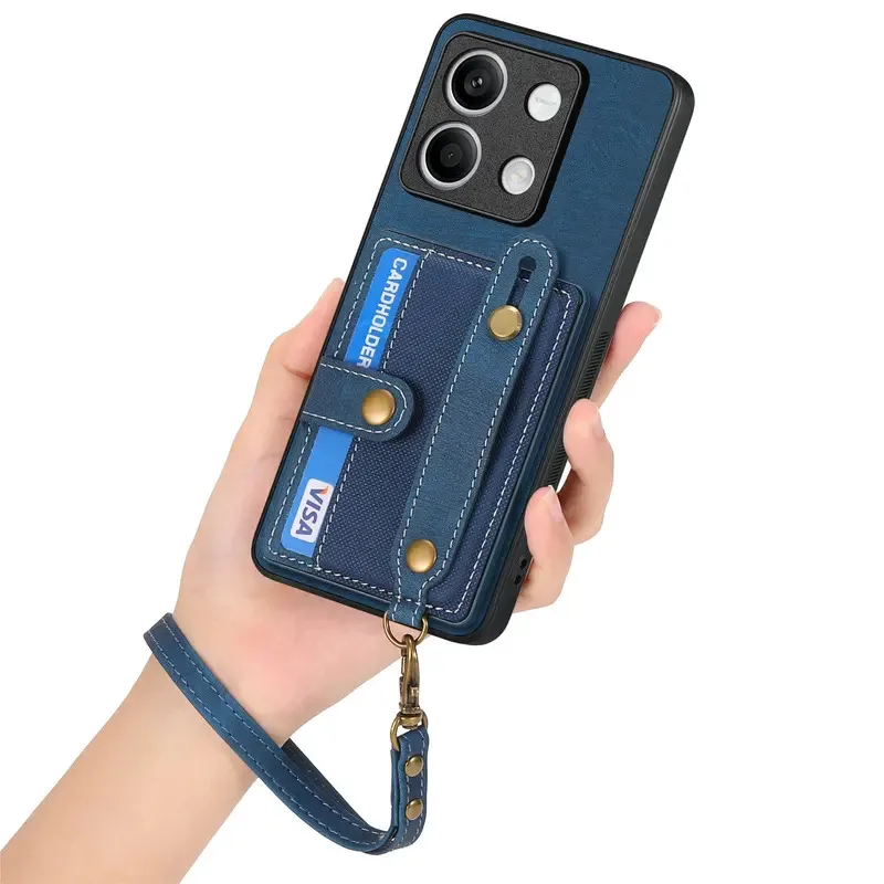 Wristband Leather Wallet Phone Case with Card Pocket