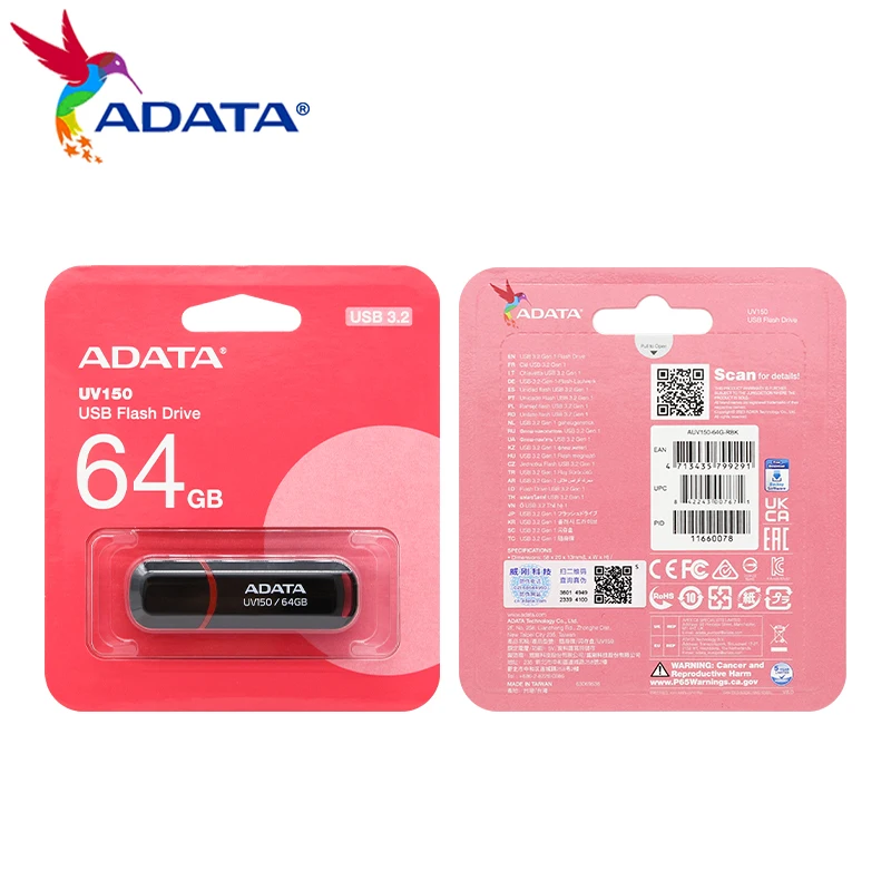 ADATA USB Flash Drive UV150 32GB 64GB 128GB 256GB For PC