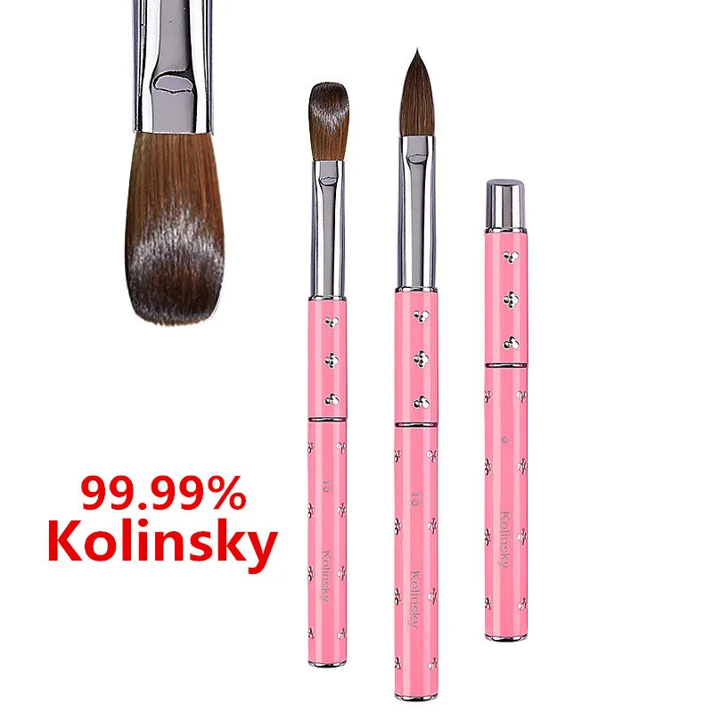 

1PCS 3D Pink Nails Brush Art Metal Acrylic Pure Kolinsky Sable Brush 3D Painting Pen Drawing Brush