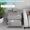 Modern Minimalist Nightstand Set of 2, 24" High Gloss Electroplated Sofa Side Table with 2 Magnetic Storage Drawers, Rectangula 6