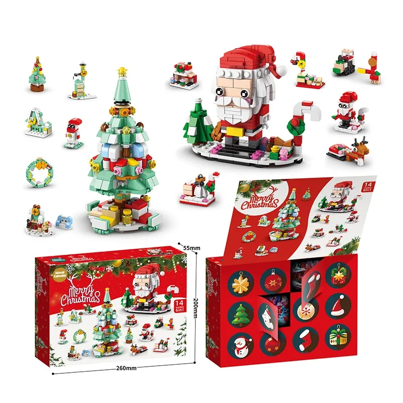 Christmas Building Blocks Set Box Kids Toys Xmas Advent Calendar Bricks Diy Kit Gift for Children 6 Years Old and Above christmas countdown calendar