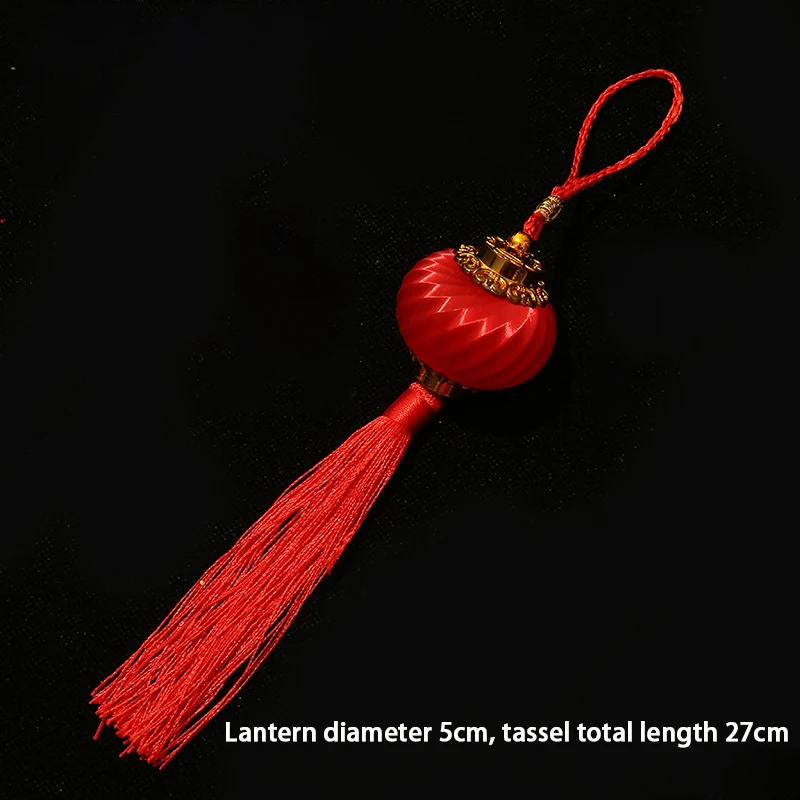 27CM Threaded Red Small Lantern Tassel Wedding Party Curtain Decoration Tassel Christmas Tree Plant Bonsai Decoration Pendant