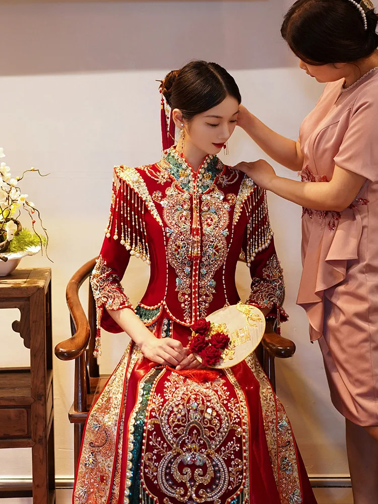 Traditional Chinese Wedding Clothes Cheongsam Dress