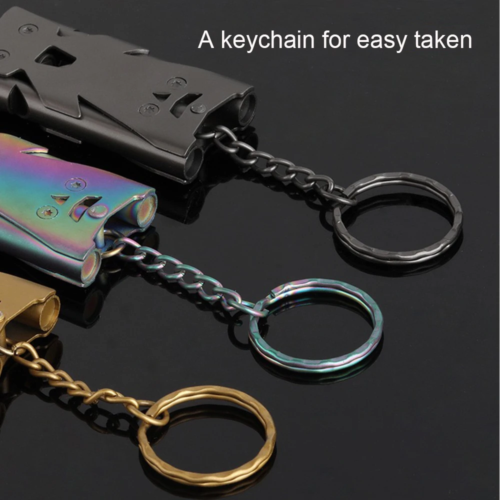 Metal Three Holes Stainless Steel High Decibel Pealess Camping Whistle for Outdoor Survival Sports Whistles