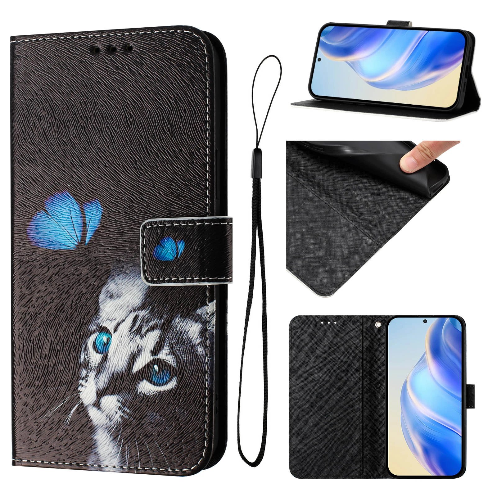 Leather Magnetic Flip Wallet Phone Case with Card Slots and Holder