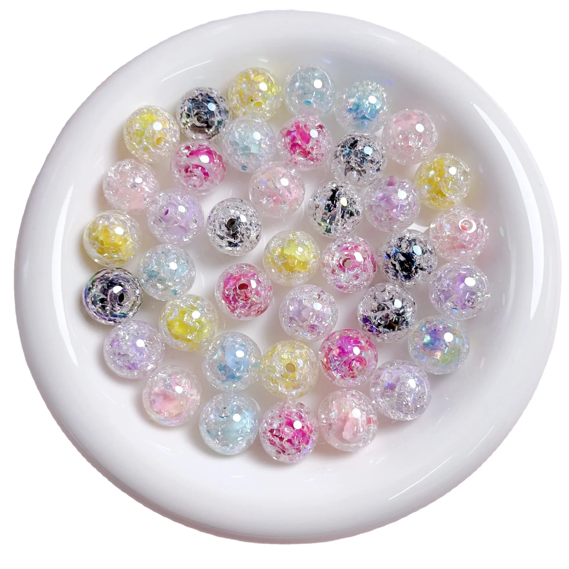 

Newest Acrylic Round Colorful Core Crackle Beads 80pcs 16mm Plastic Loose Jewelry Gumball Bubblegum Necklace Bracelet Beading