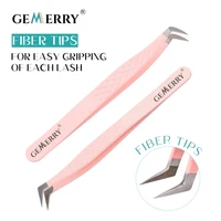1 Pcs Eyelash Tweezers Extension Pink Stainless Steel Superhard Tweezers With Fiber Tips High Precision Anti-Static Tweezers 1