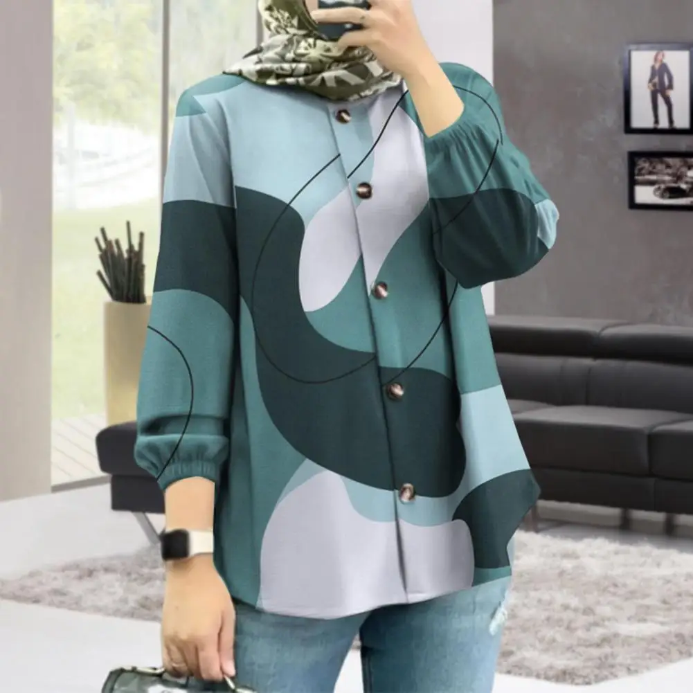 Workwear Blouse Printed Round Neck Long Sleeve Cardigan with Color Matching Buttons Loose Single-breasted Women's Shirt Mid 3 buttons car remote key 434mhz with id48 chip for skoda superb octavia fabia for vw golf jetta for seat leon 202ad 202l 202h