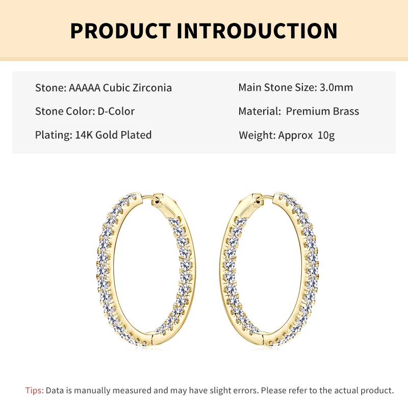 Rrjzz 5A Zirkon Huggie Creolen 14K Vergoldet CZ Laborgezüchtete Diamant-Ohrringe für Frauen Hypoallergener Schmuck Geschenk – Detail 7