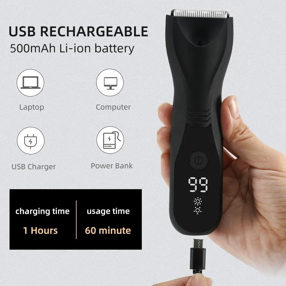 Professional Groin Body Hair Trimmer Ball Shaver for Men Body Grooming Clipper Rechargeable Ceramic Trimmer Bikini Epilator