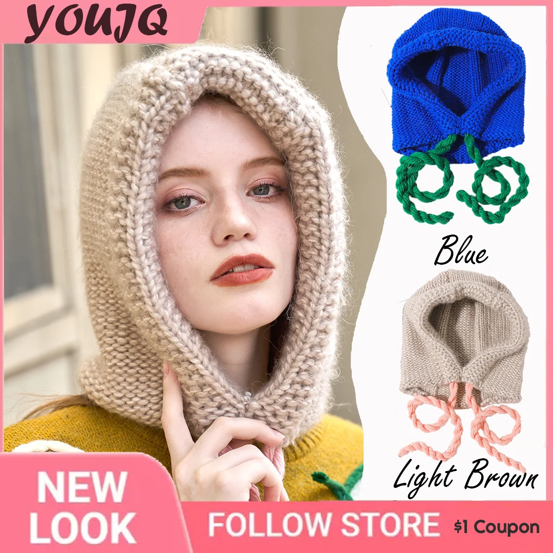 

Y2K Winter Balaclava Hats For Women Men Knitted Hooded Caps Warm Neck Cover Head Neck Hat One-Piece Neck Collar Beanies Gorras