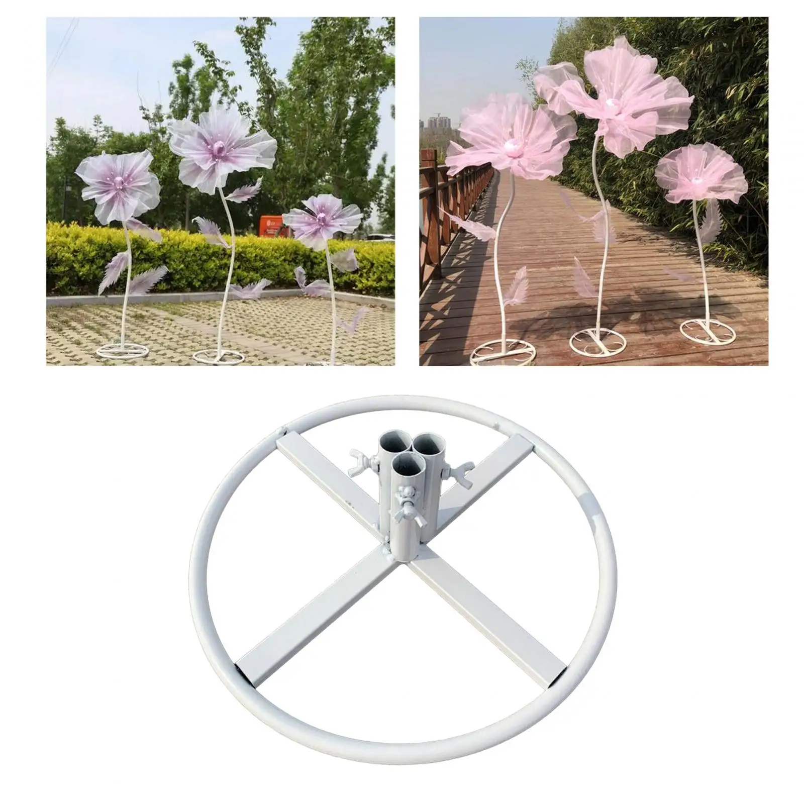 Baoblaze Espositore per Fiori, Base per Fiori giganti da Matrimonio, Fai da Te, in Ferro, Versatile, per la casa, per Esterni, Decorazioni Floreali, 3 Tubi