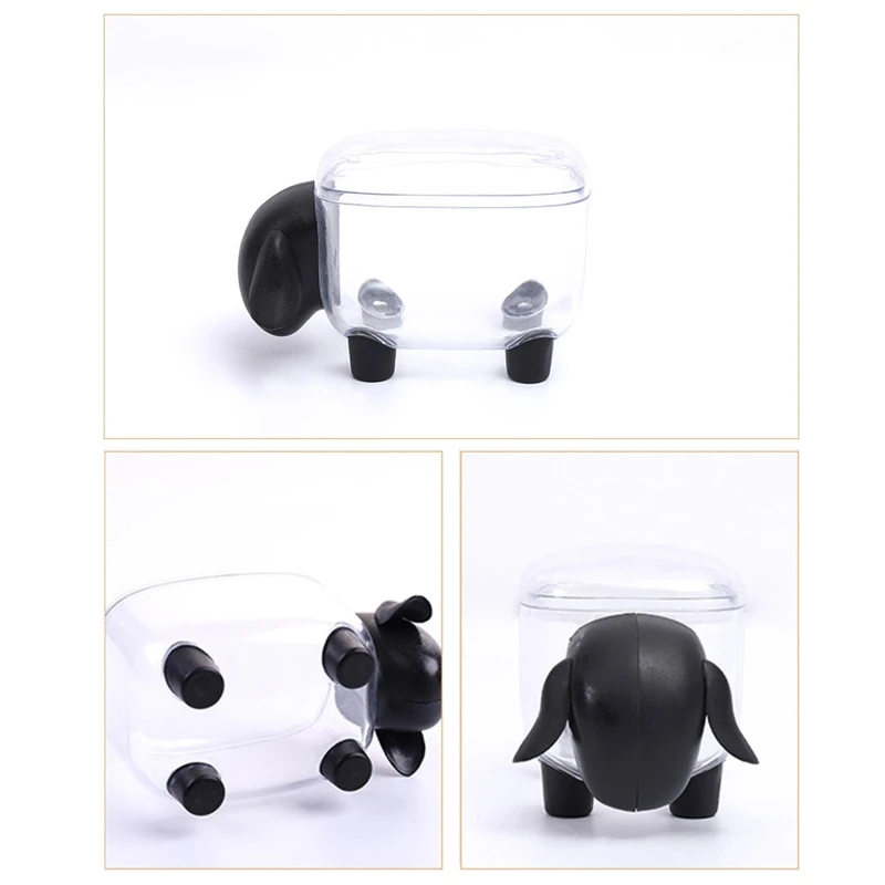 Desktop Storage Kit Cartoon Cosmetic Pads Holder Dispener with Removable Lid for Dental Flossers Makeup Paper Clamp Cotton Swabs Binder Ring