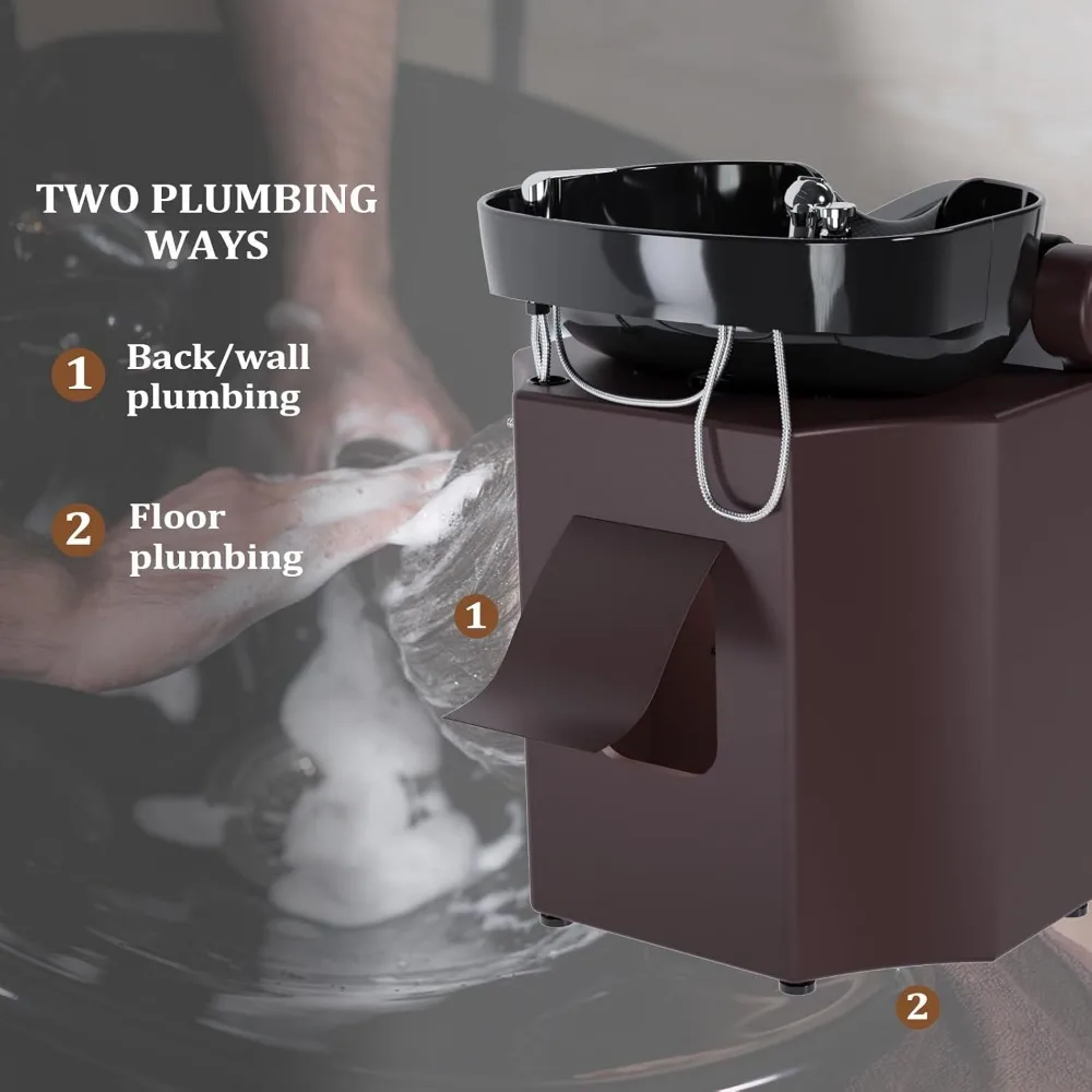 Description Picture 5 of itemShampoo Bowl and Chair,Hair Wash Chair Shampoo Station Deep Ceramic Sink,Backwash Barber Chair Shampoo Unit Beauty Barbershop