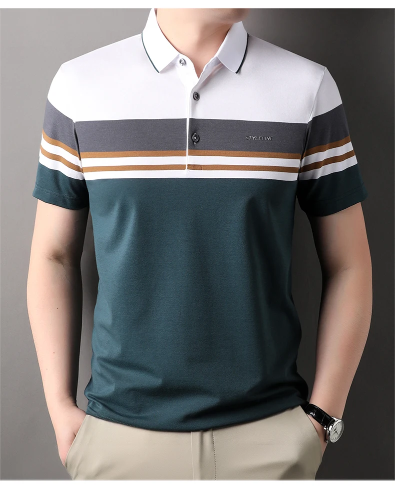 High end fashion brand polo shirt striped short sleeved men's 2024 summer letter print comfortable and breathable casual T-shirt 19 Se00950e8fd2c446ebec594181be702f9w