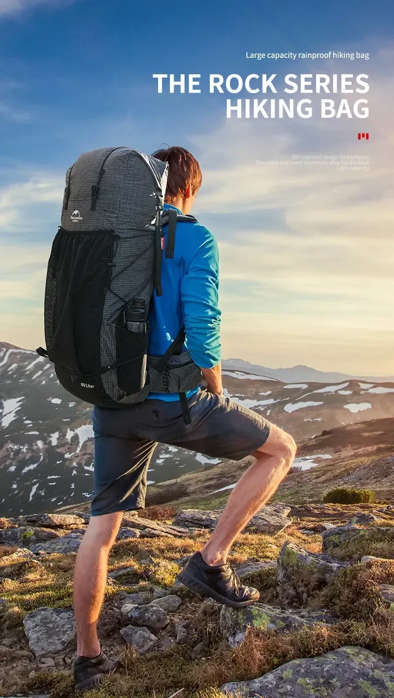 Description Picture 6 of itemNaturehike Climbing Backpack 60+5L Camping Backpack Travel Bag Large Capacity Military Mountaineering Backpack With Rain Cover