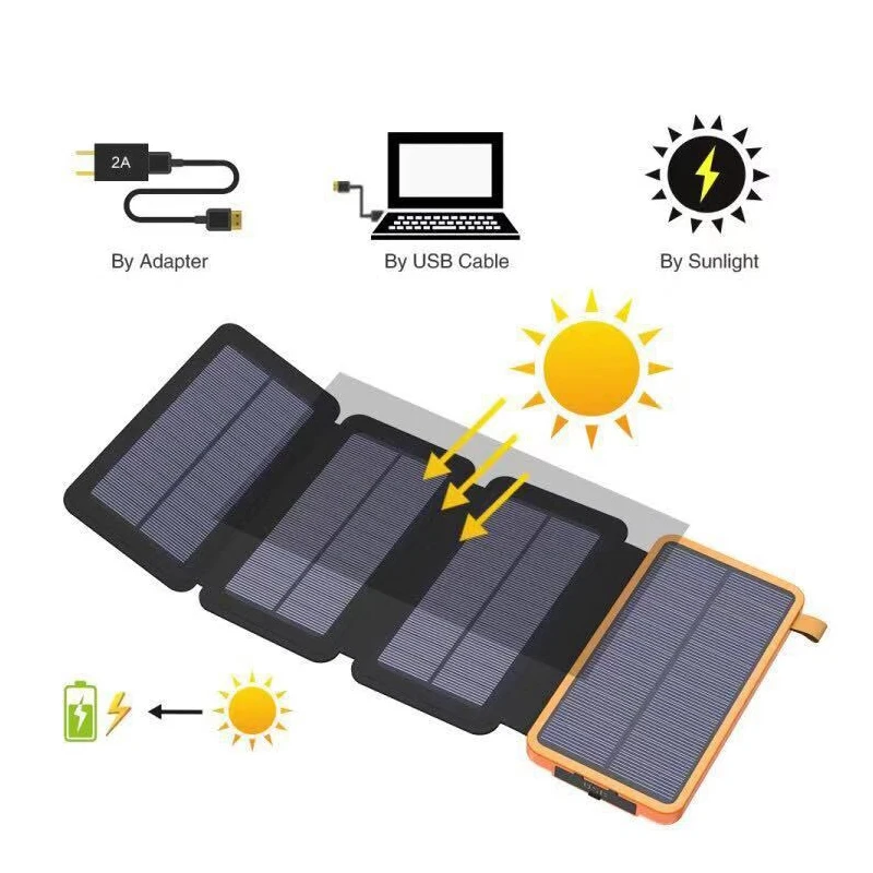 Folding Solar Power Bank With 4 Panels Fast External Charger_voghion.com