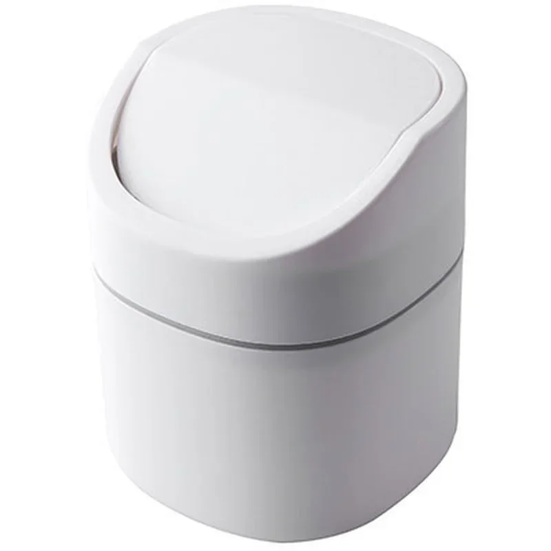 Creative Nordic Style Table Trash Bin Desk Garbage Bin for Kitchen Bathroom Bedroom Turn Over Cover Table Bin