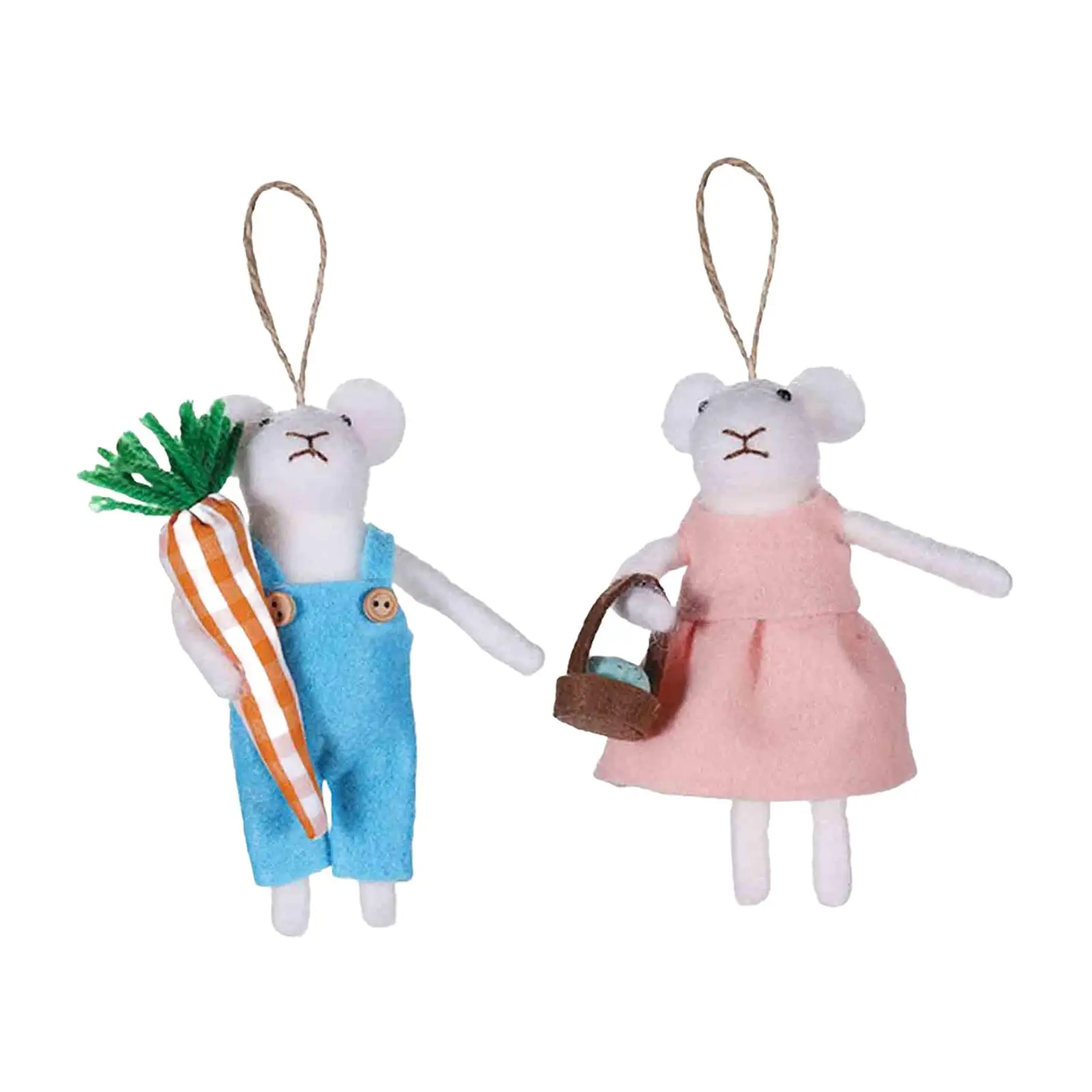 2x Felt Mouse Hanging Ornaments Decorative Handcraft Cute Christmas Tree Ornaments for Party Xmas Tree Door Window Wedding Gifts