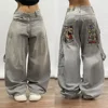 Street Hip-hop Fashion American Retro Popular Straight Wide-leg Jeans For Women All-match Casual Loose Floor-length Jeans Trendy 4