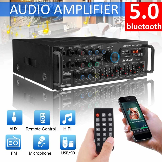 SUNBUCK 2000W 220V 12V bluetooth5.0 Audio Power Amplifier Home Theater  amplificador Audio with Remote Control Support FM USB - AliExpress