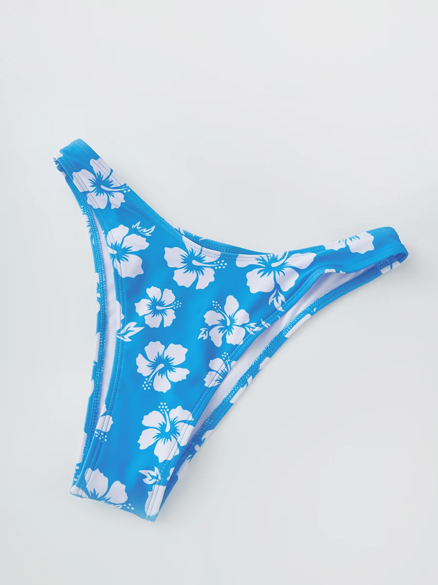 Floral Print Halter Neck Bikini Set with High Cut Bottoms Women s 2-piece Swimsuit for Beach Vacation or Pool Party