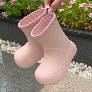 Solid Big  Men Women Outdoor Tide Non-slip Waterproof Parent-Child Rain Boots Children Hundred Couple