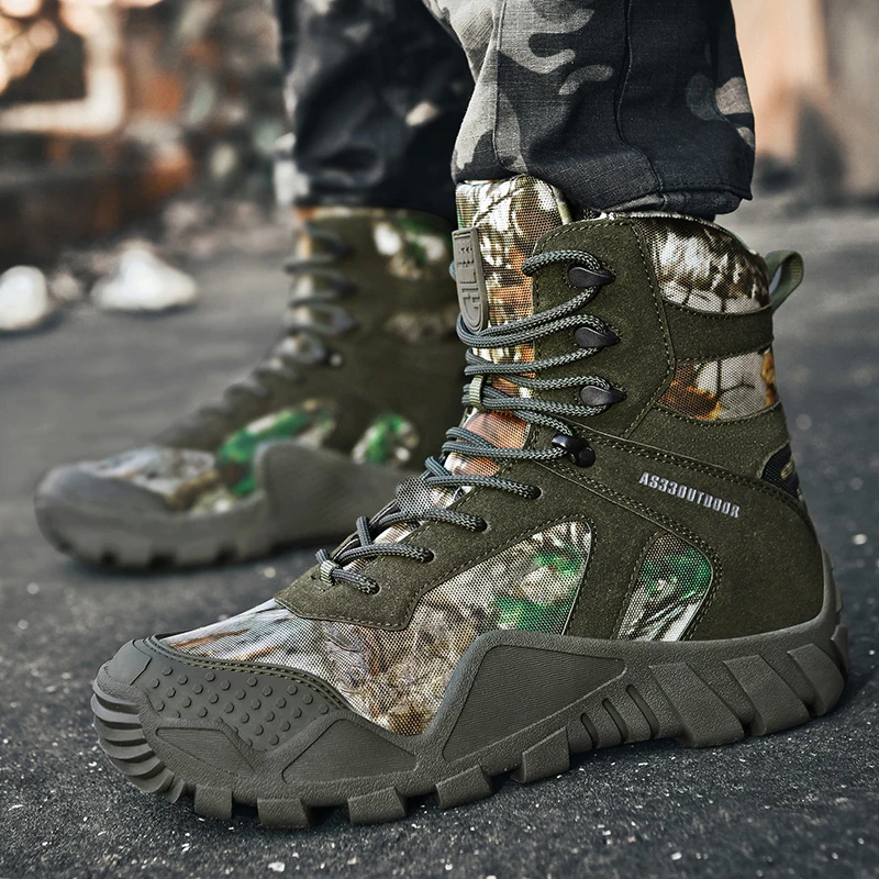 

Camouflage Jungle Tactical Military Men Desert Boots Outdoor Combat Army Hiking Trekking Boots Platform Ankle Sneakers Botas