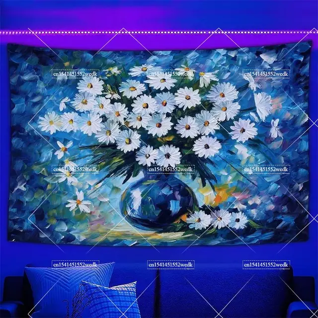 Blacklight Starry Night Van Gogh Wall Art Decor, Peinture à l'huile, Fluorescent Tapestry, Glow in the Dark, UV Reactive Poster 6