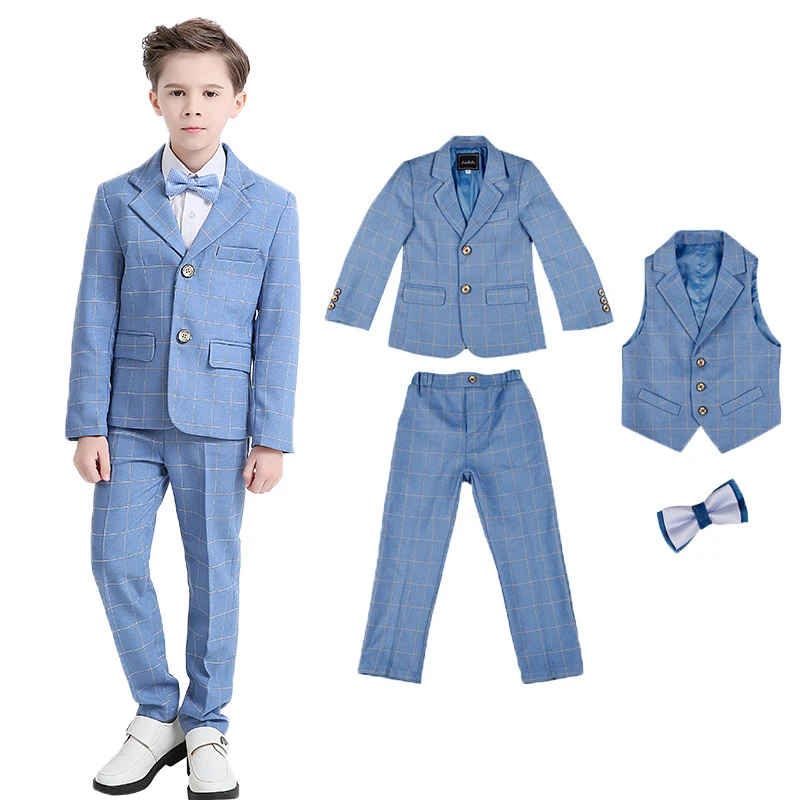 magie niet verwant Kort leven Jongens Blauw Bruiloft Pak Kinderen Formele Blazer Kleding Set Kinderen Dag  Fotografie Pak Graduation Prestaties Jurk Kostuum| | - AliExpress