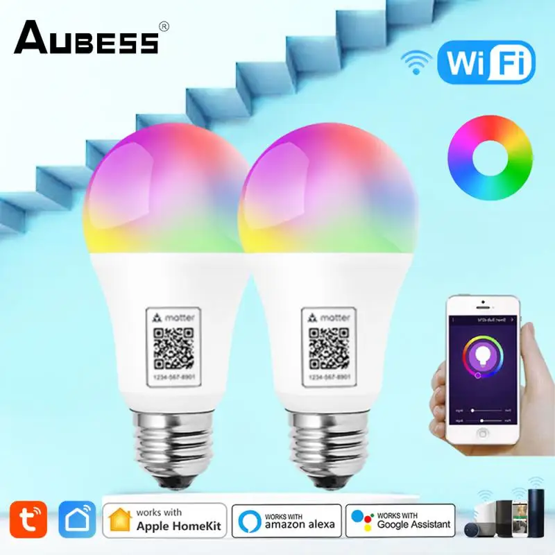 

WIFI 9W Smart Led Light Bulbs 100-240V E26/E27 Color Changing LED Bulb Dimmable RGB Smart Home Lighting Voice Control Lamps